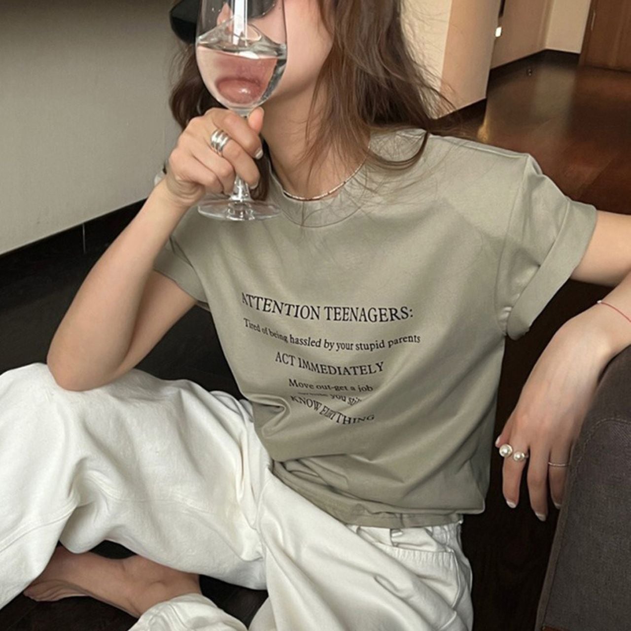 Crew Neck Design T-Shirt 00696