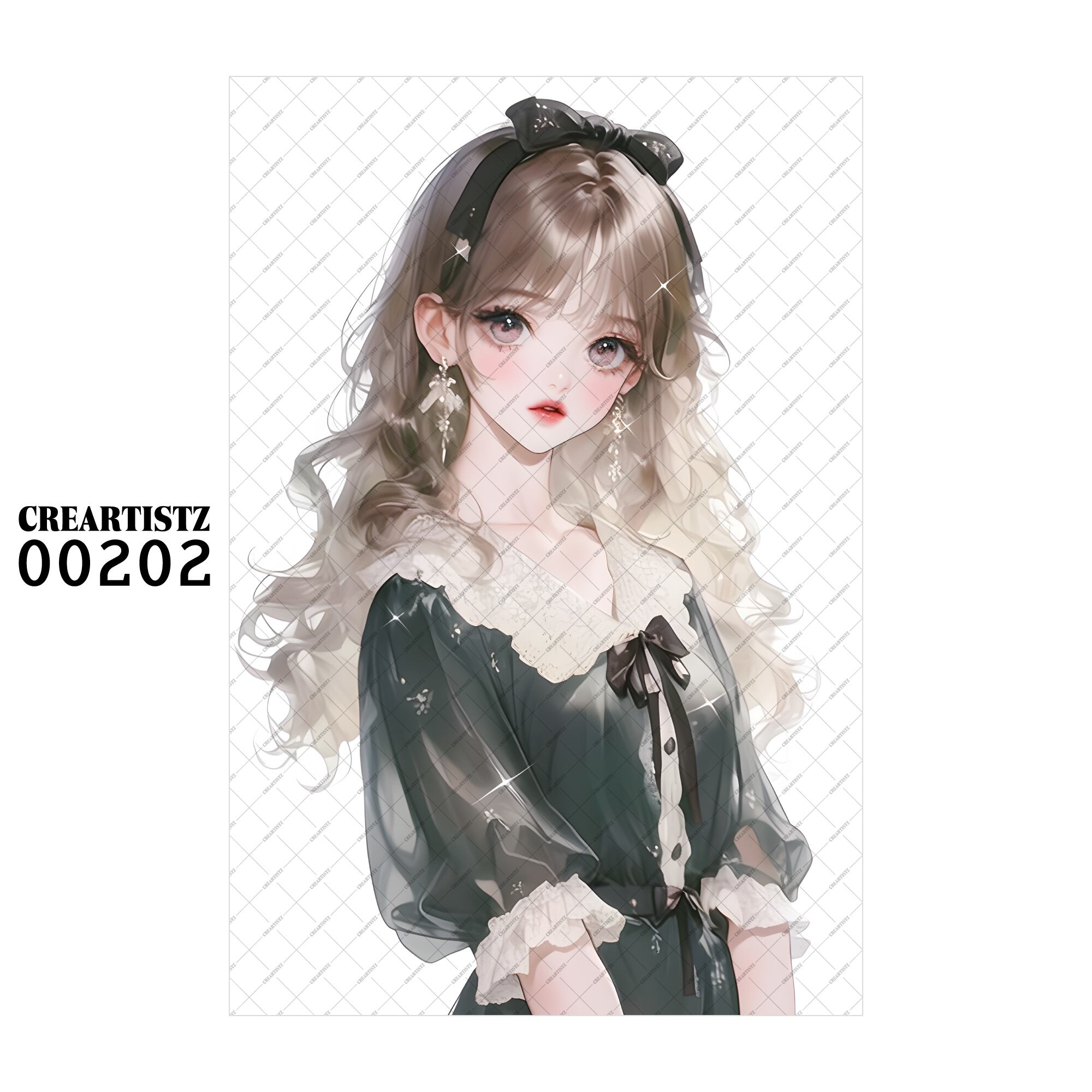 00202 ガール キュート オリジナル ペーパー/ステッカー 4枚セット CREARTISTZ