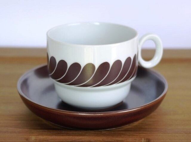 Thomas ドイツ こげ茶 波模様 ヴィンテージ カップ&ソーサー