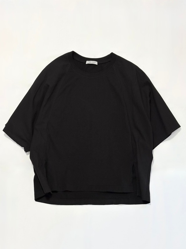 FACTORY・綿　スリットバイカラーカットソー・ブラック