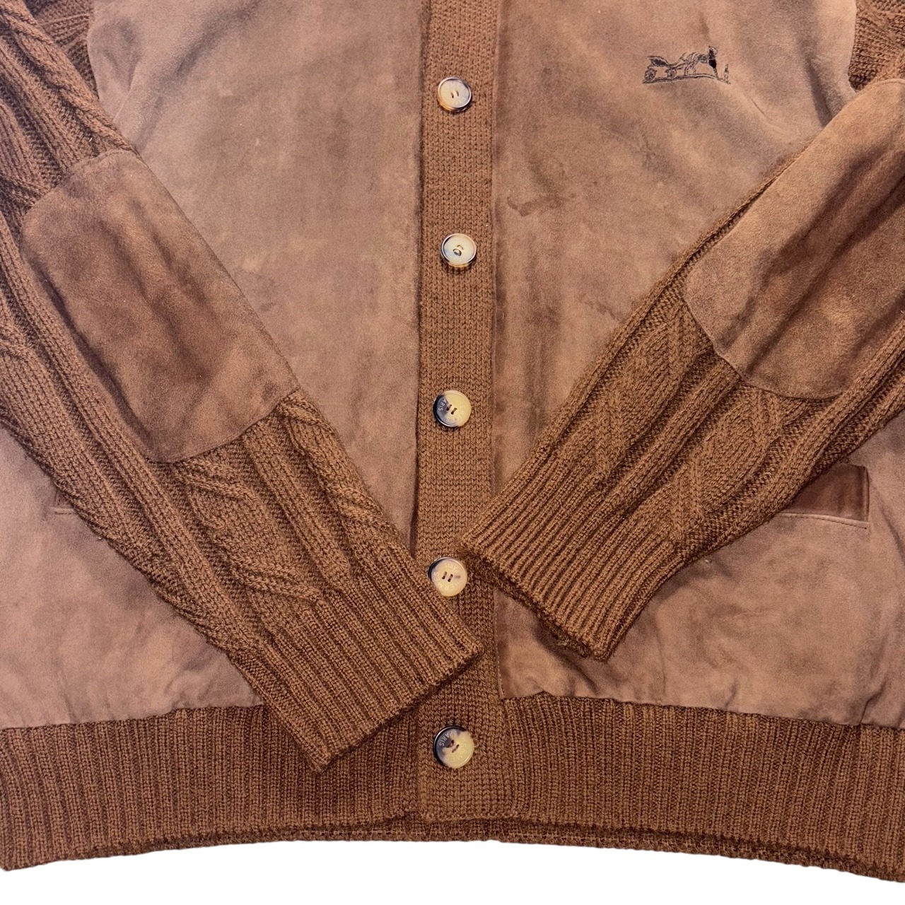 vintage HERMES leather switching cardigan
