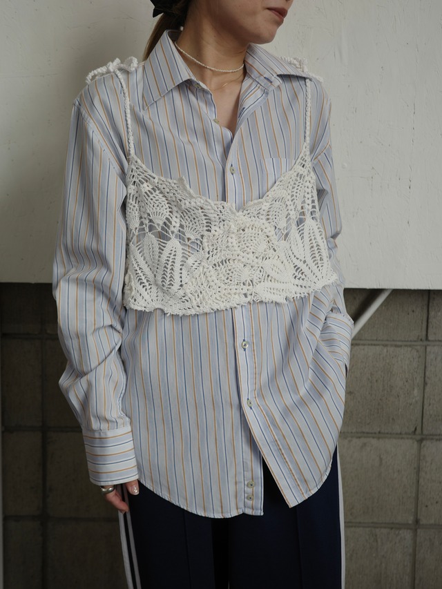 〈vintage〉multi stripe blue shirt