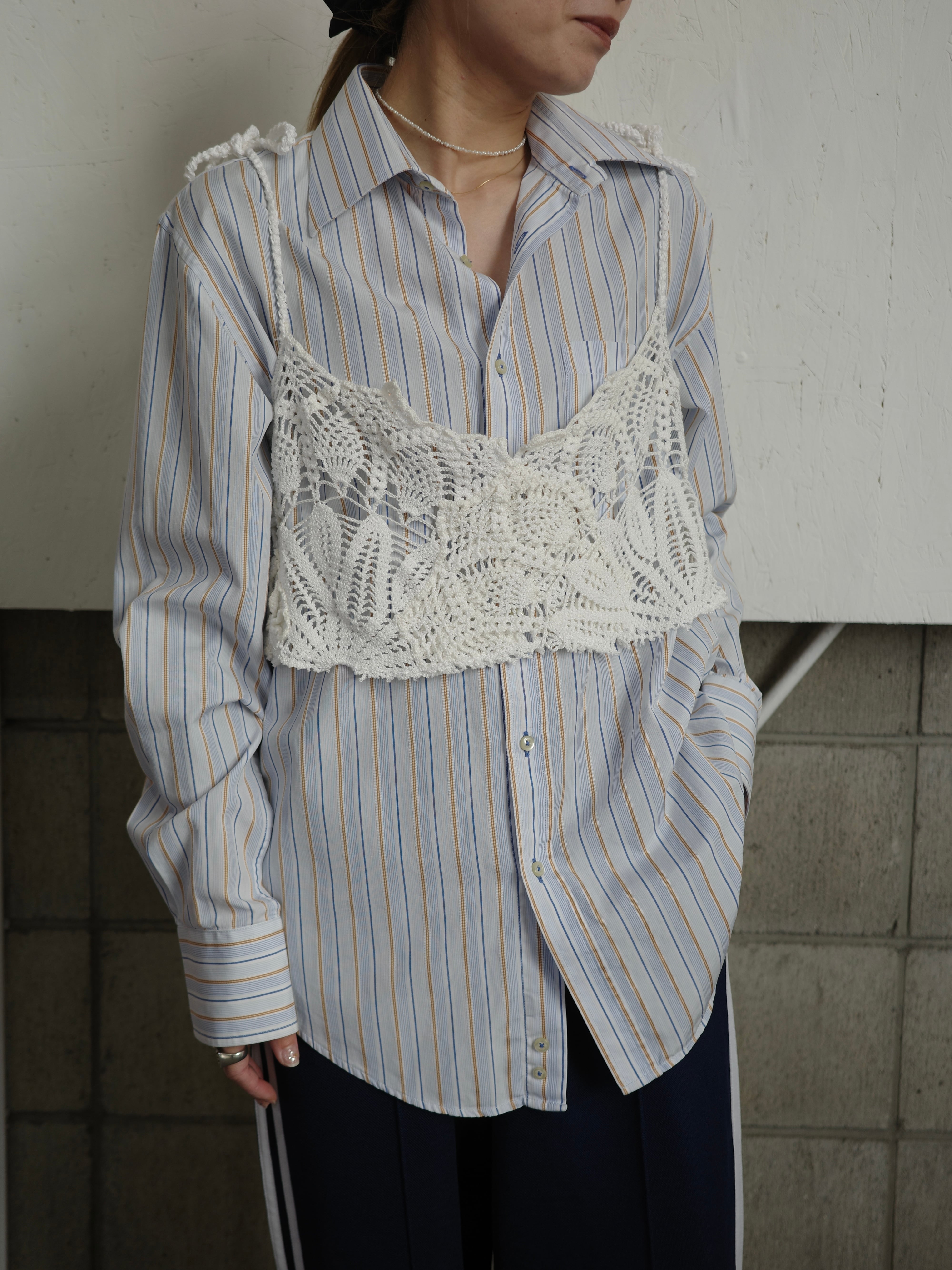 〈vintage〉multi stripe blue shirt