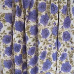 ブロックプリント生地【50cm単位】インド綿  花柄 白×パープル×グリーン #62842-PR2