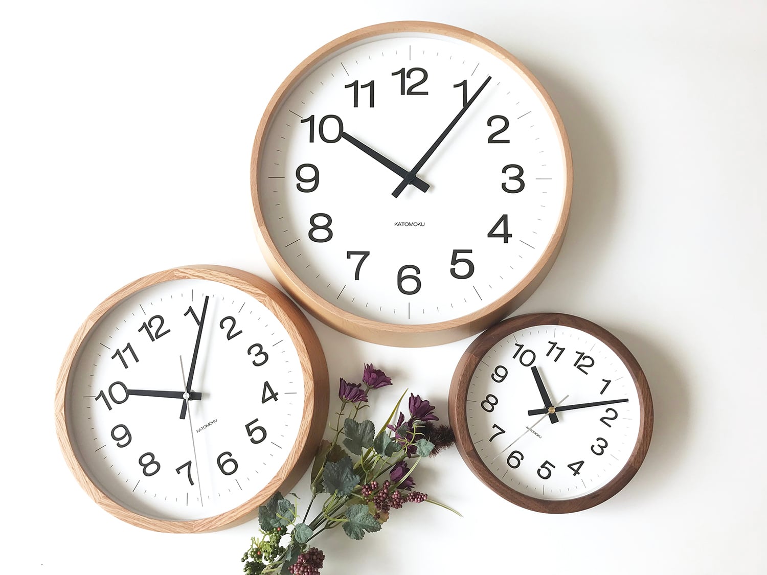 KATOMOKU muku clock 16 LL ブラック km-116BK 掛け時計 | 加藤木工