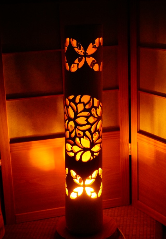 ◇繊細彫◇竹灯り・竹あかり・竹灯籠 干 ～～ 癒しの灯り ☆祭 