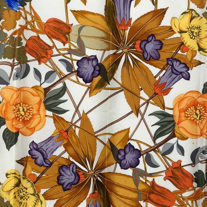 エルメス カレ90 Fleurs d'Hellade ヘラスの花 スカーフ ホワイト