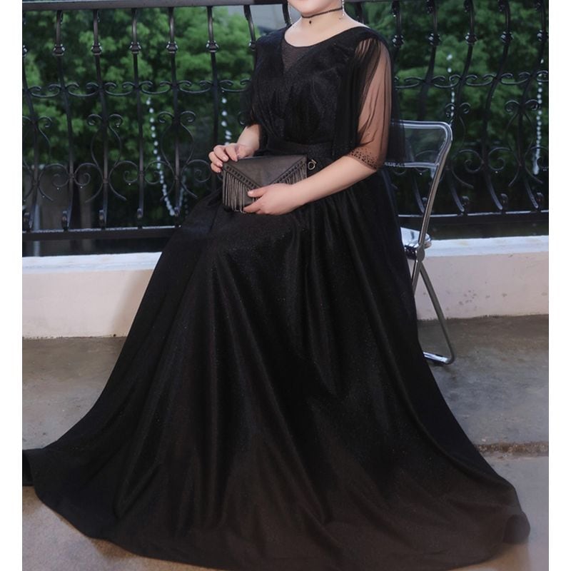 3XL〜7XL】シアースリーブロングドレス D1620 | 演奏会・ステージ