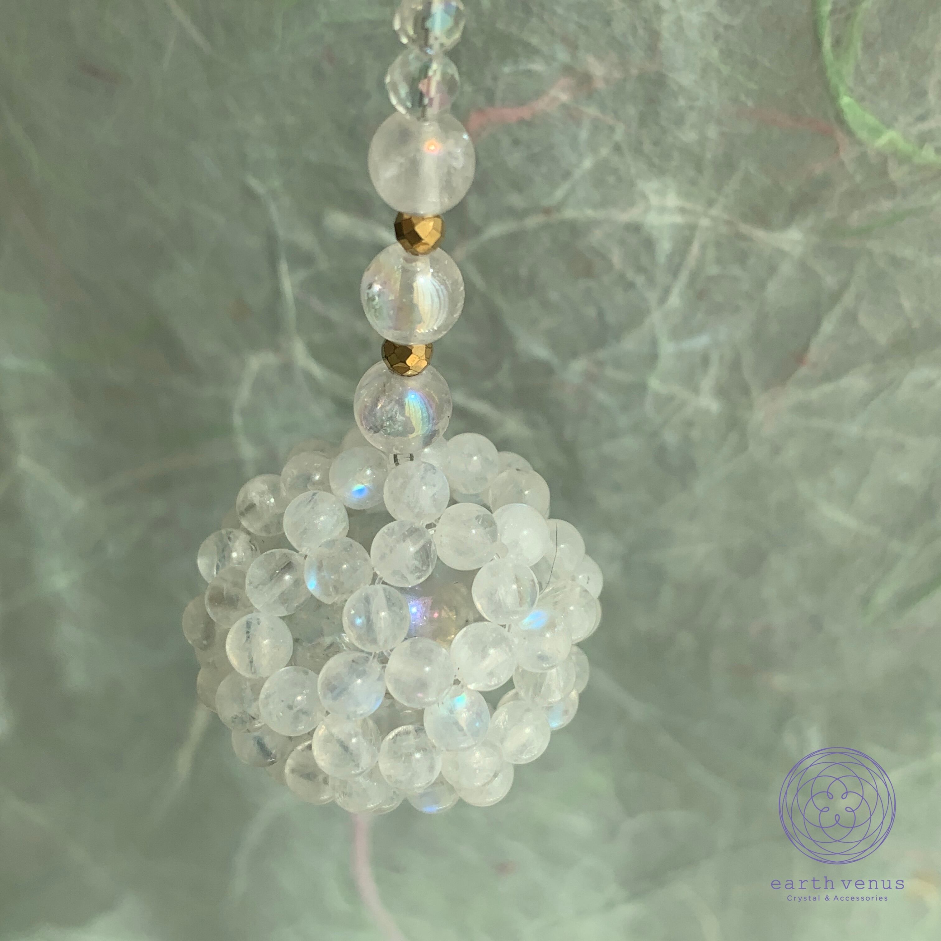 サンキャッチャー ☆バッキーボール【精麻・水晶・その他】ブルー