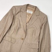イタリア製 シルク混 MaxMara マックスマーラ テーラードジャケット i 42/ベージュ レディース