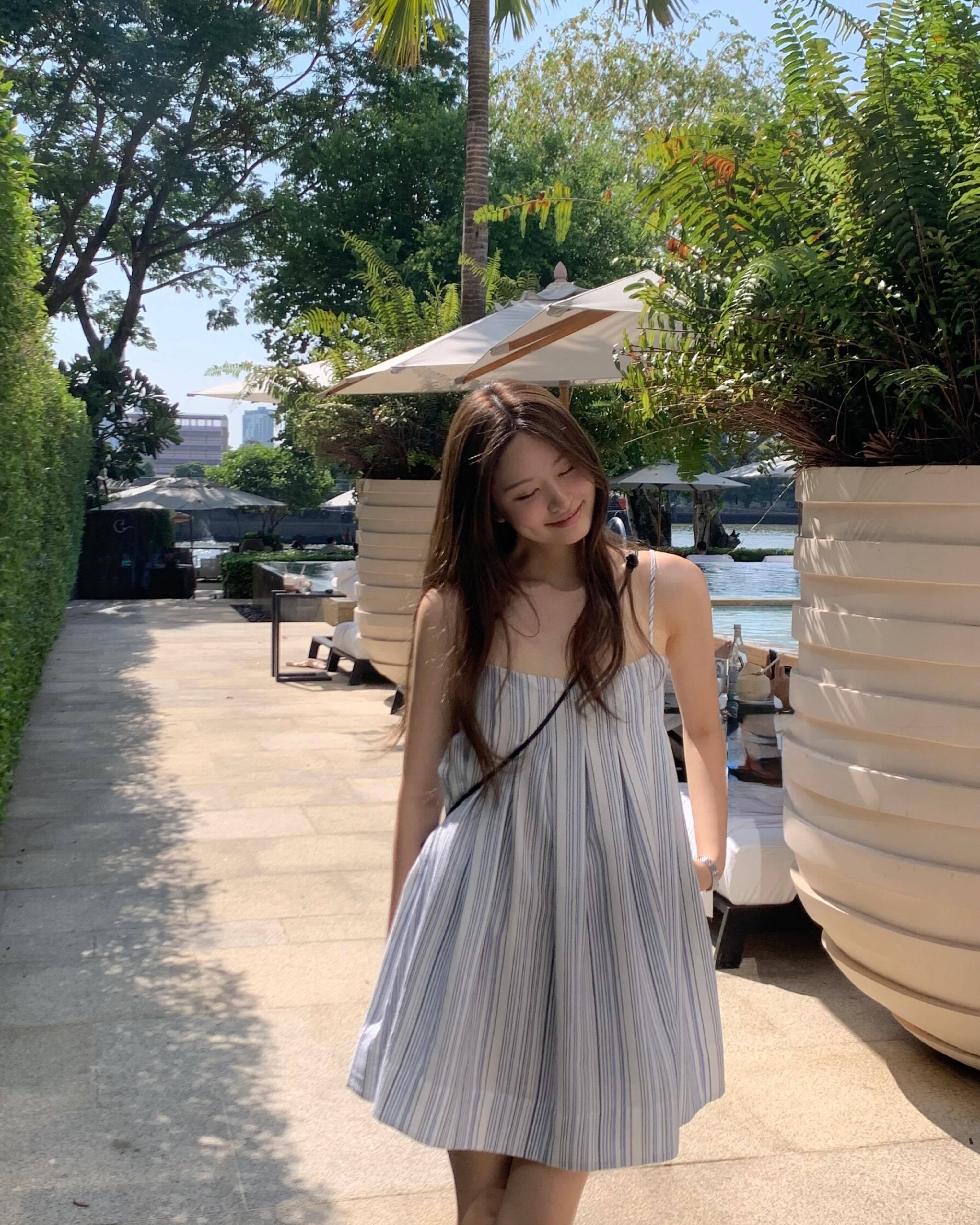 (予約) ounce / Linen stripe onepiece