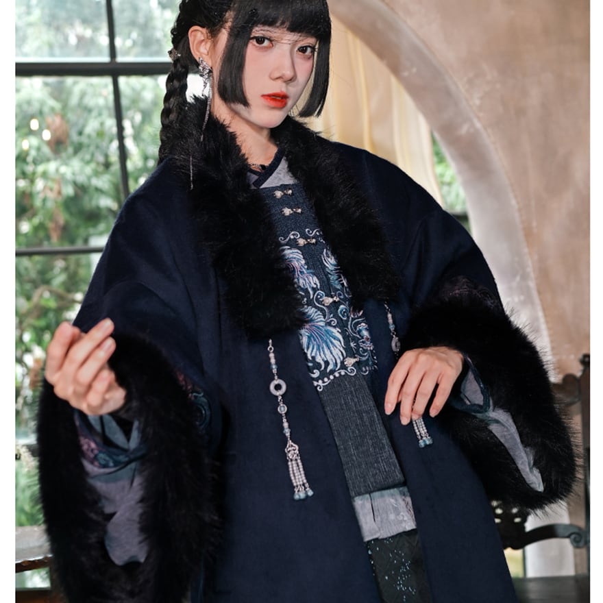 中華ゴシック チャイナ風 秋冬 フェイクファー ジャケット フリース