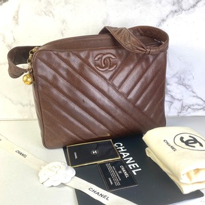 【最終処分SALE】CHANEL シャネル   キャビアスキン ショルダーバッグ ブラウン A-6858