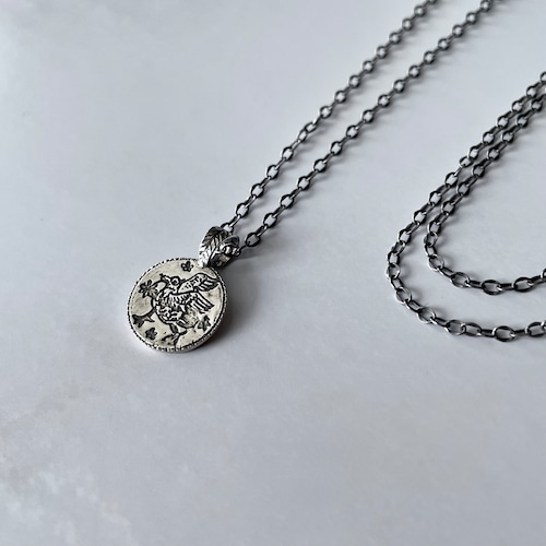 SV925 Etched Pendant -Hanakuidori(Plain)/ シルバー製 エッチングペンダント・花喰鳥（プレーン）