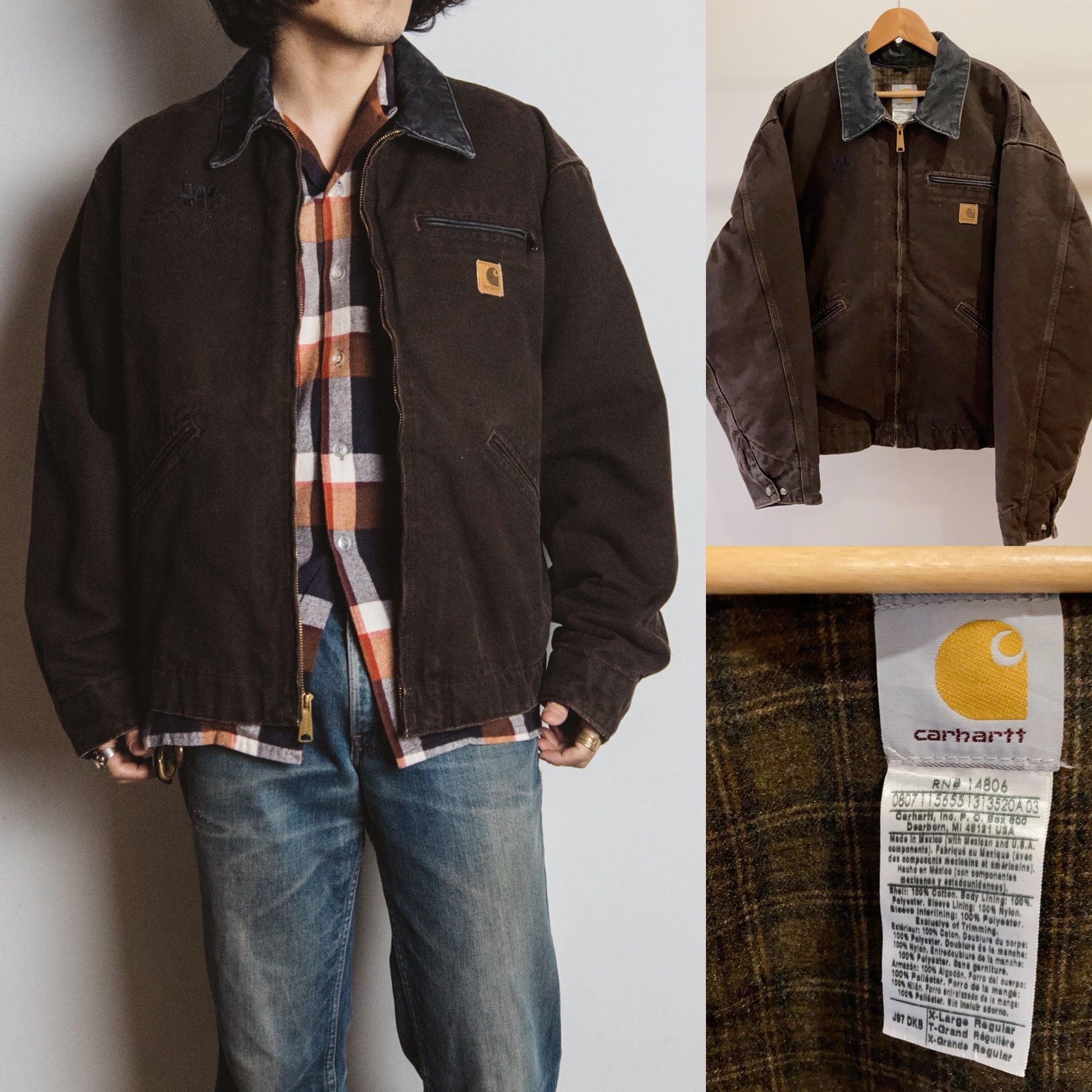 Carhartt J97デトロイトジャケット ダックジャケット S ブラウン採寸は