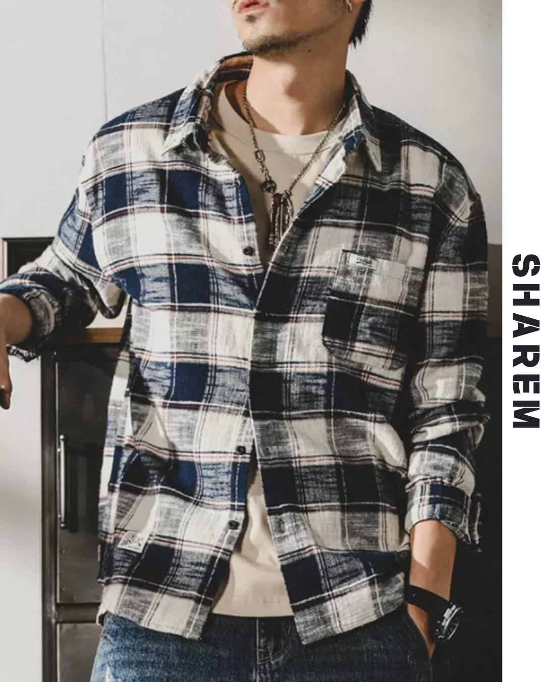 Heavy Retro Check Shirt. B0199