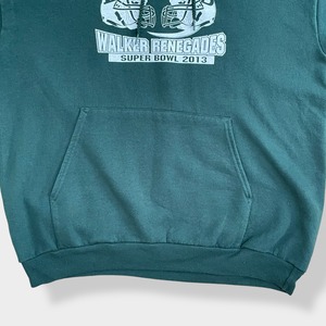 【PORT&COMPANY】アメフト スーパーボウル DOUBLE THE TROUBLE WALKER RENEGADES SUPER BOWL 2013 ロゴ パーカー プリント スウェット フーディー hoodie プルオーバー L us古着