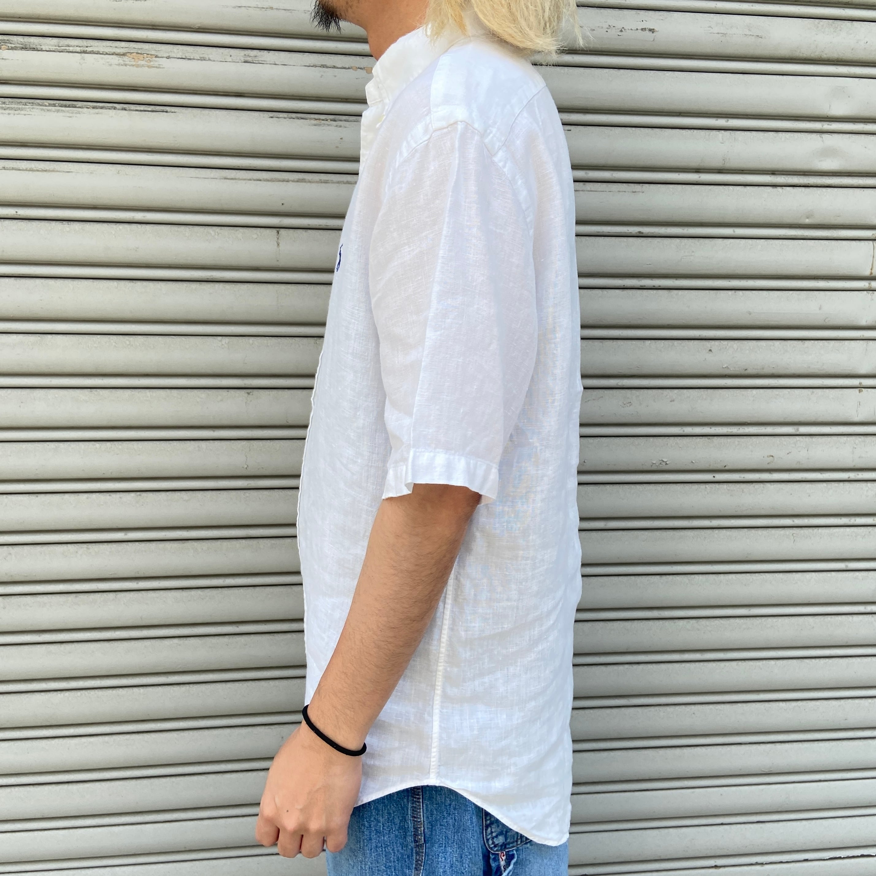 Ralph Lauren 半袖リネンシャツ classic fIt 白 M | 古着屋 Uan
