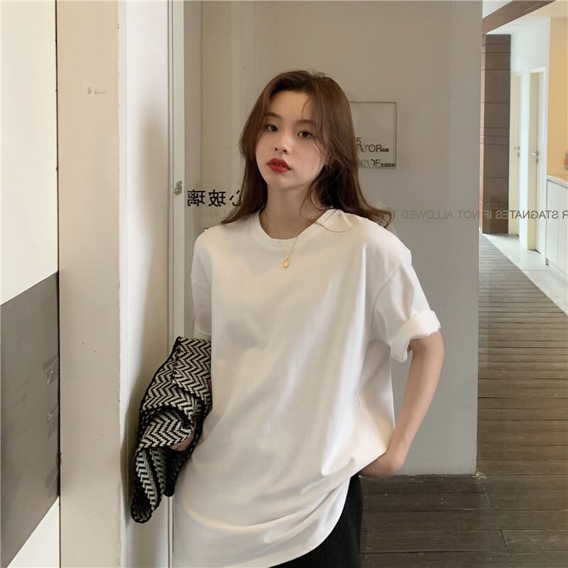 Tシャツ サマールーズスタイルカジュアルホワイトトップス 夏物 YY-ファッション36965909779