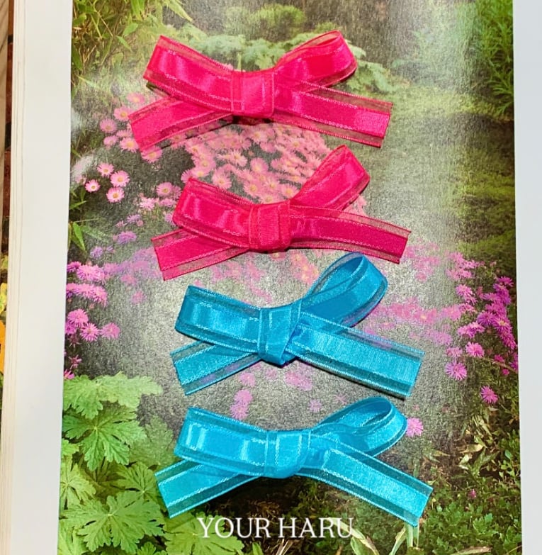 予約【yourharu】 Sweet Candy Ribbon Pin ( pink / blue )