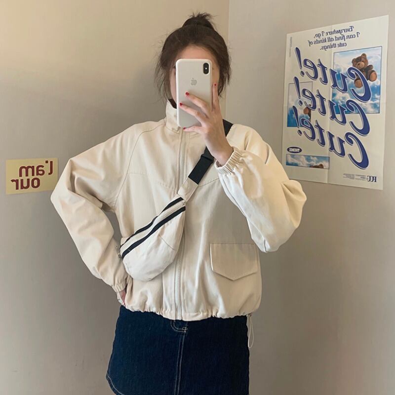 ジャケット レディースショートスプリングオータムルーズカジュアルトップス 春物 秋物 萌量不足9333928772