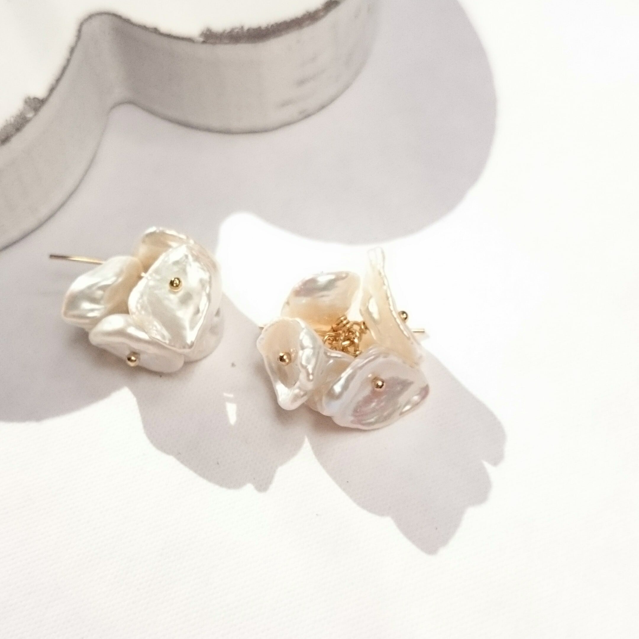 送料無料14kgf*petal freshwater pearl pierced earring/earring