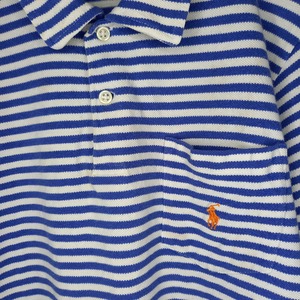 ポロバイラルフローレン　ポロシャツ　半袖　刺繍ロゴ　ボーダー　白　ボーイズ