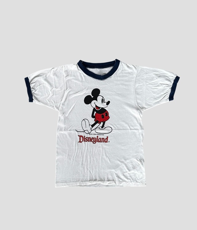 -Disneyland- Vintage 70s Mickeymouse Print Ringer T-shirt