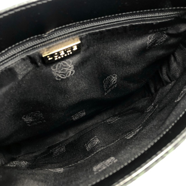 LOEWE ロエベ  総柄 フロントベルト レザー×ナイロン ショルダーバッグ ブラック vintage ヴィンテージ オールド 7hprps
