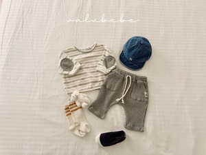 【valu bebe】 オールデイふっくらコットンT／グレーST（70〜90cm）