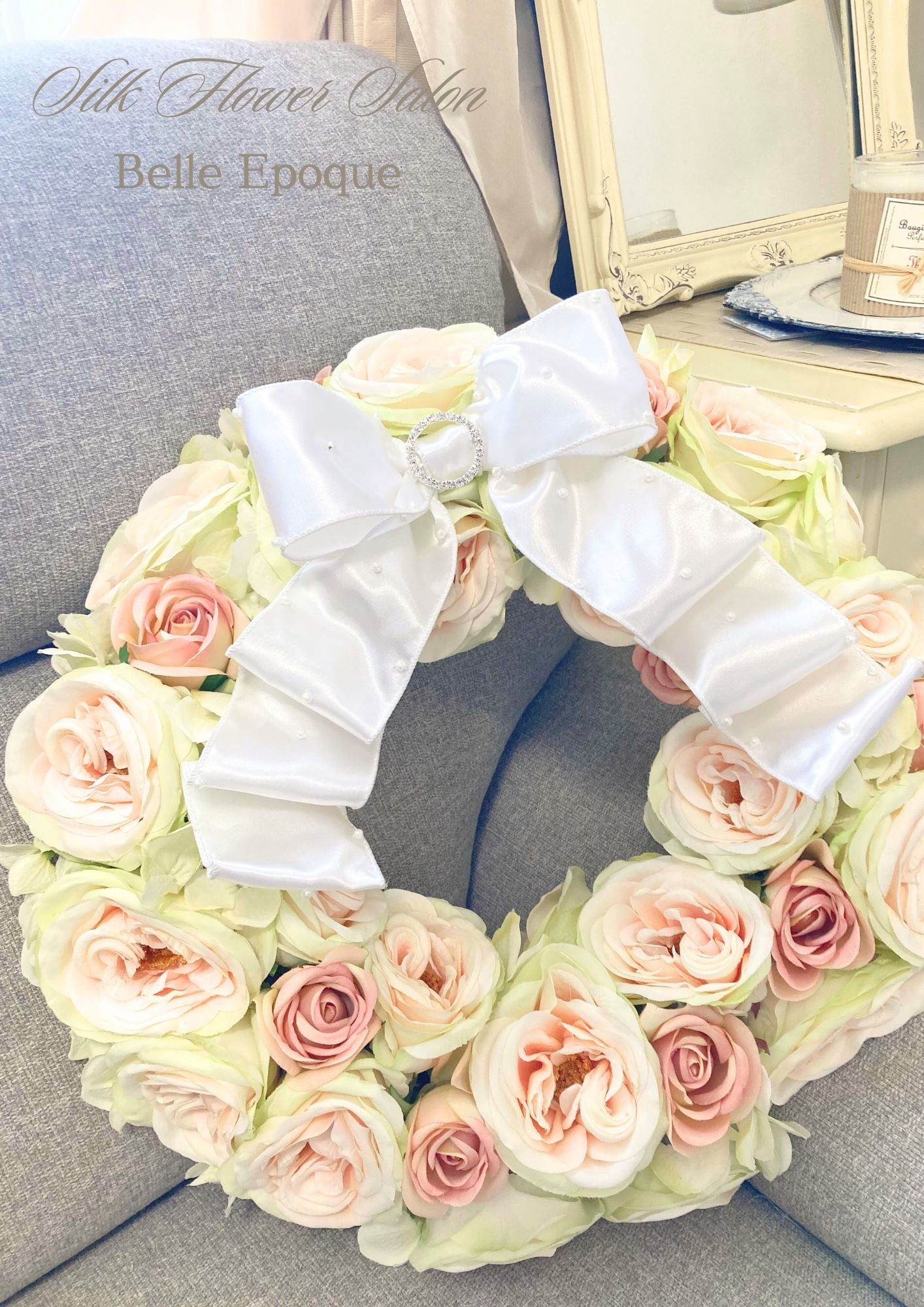 【かわいい!!】ロマンティックローズのエレガント特大フラワーリース かわいい!!】ロマンティックローズのエレガント特大フラワーリース