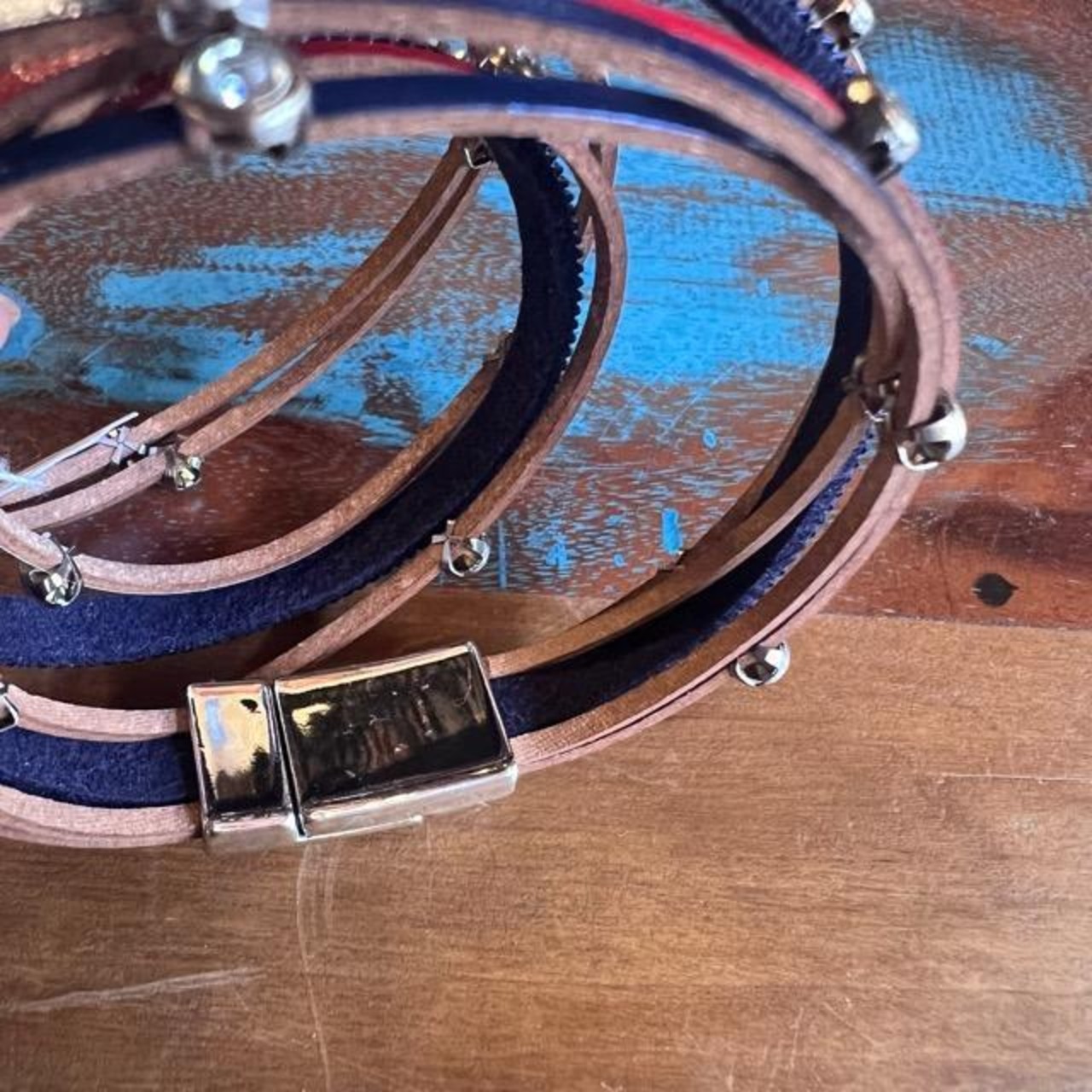 TOPANGA Accessory　ブルーチャームレザーブレスレット　アクセサリー　ブレスレット　レザー　小物　夏コーデ