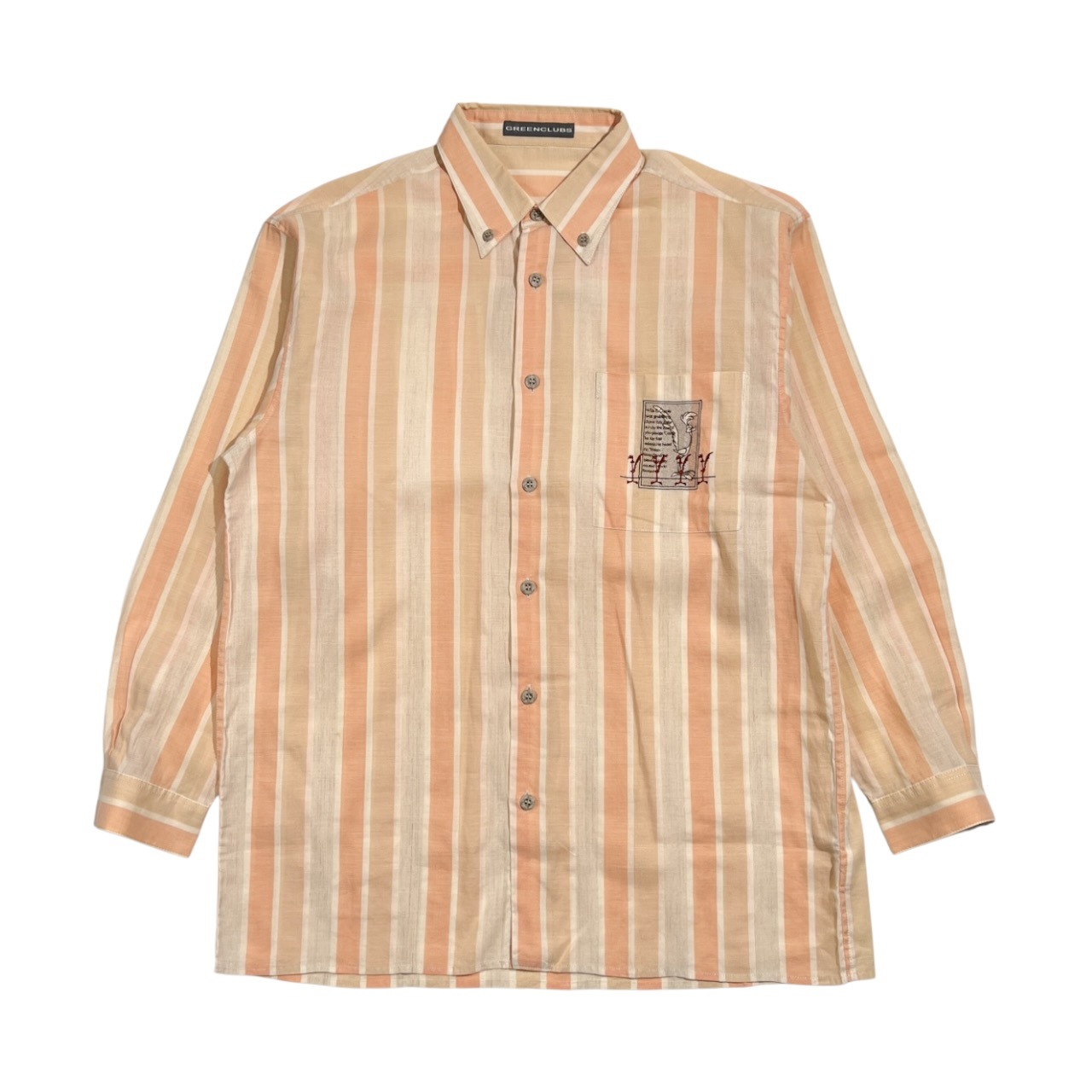 リネン混 GREEN CLUBS グリーンクラブ ワーナー ロードランナー ストライプ BD ボタンダウン 長袖シャツ 4/オレンジ系 メンズ