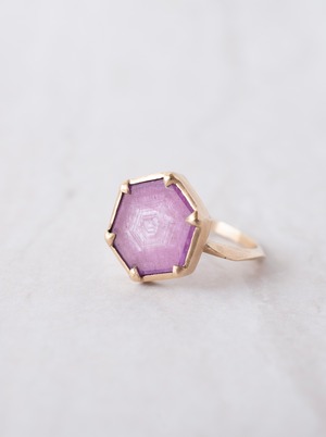 Hexagon Pink Sapphire Ring  2