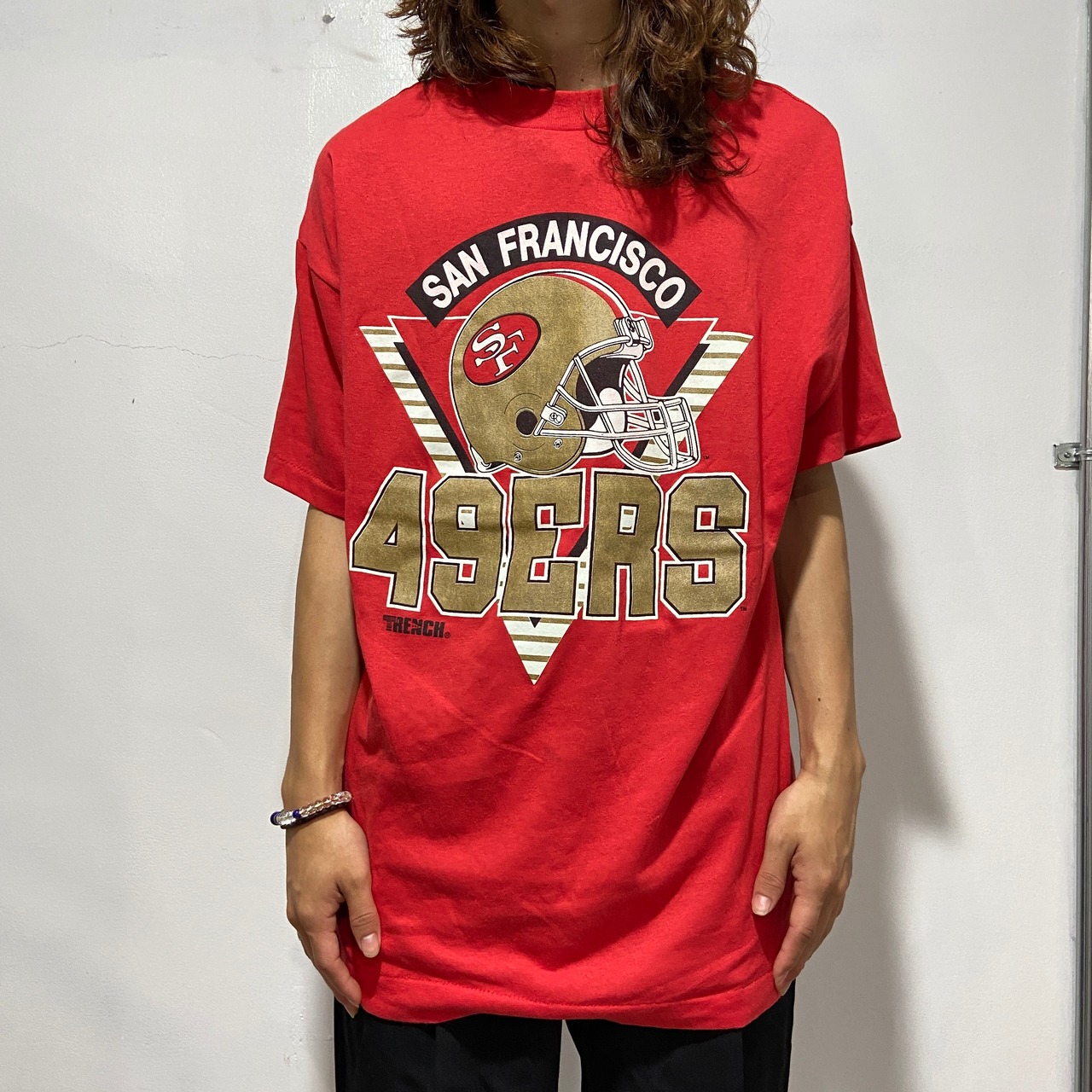 『送料無料』90s サンフランシスコ49ers　USA製　チームロゴTシャツ　赤