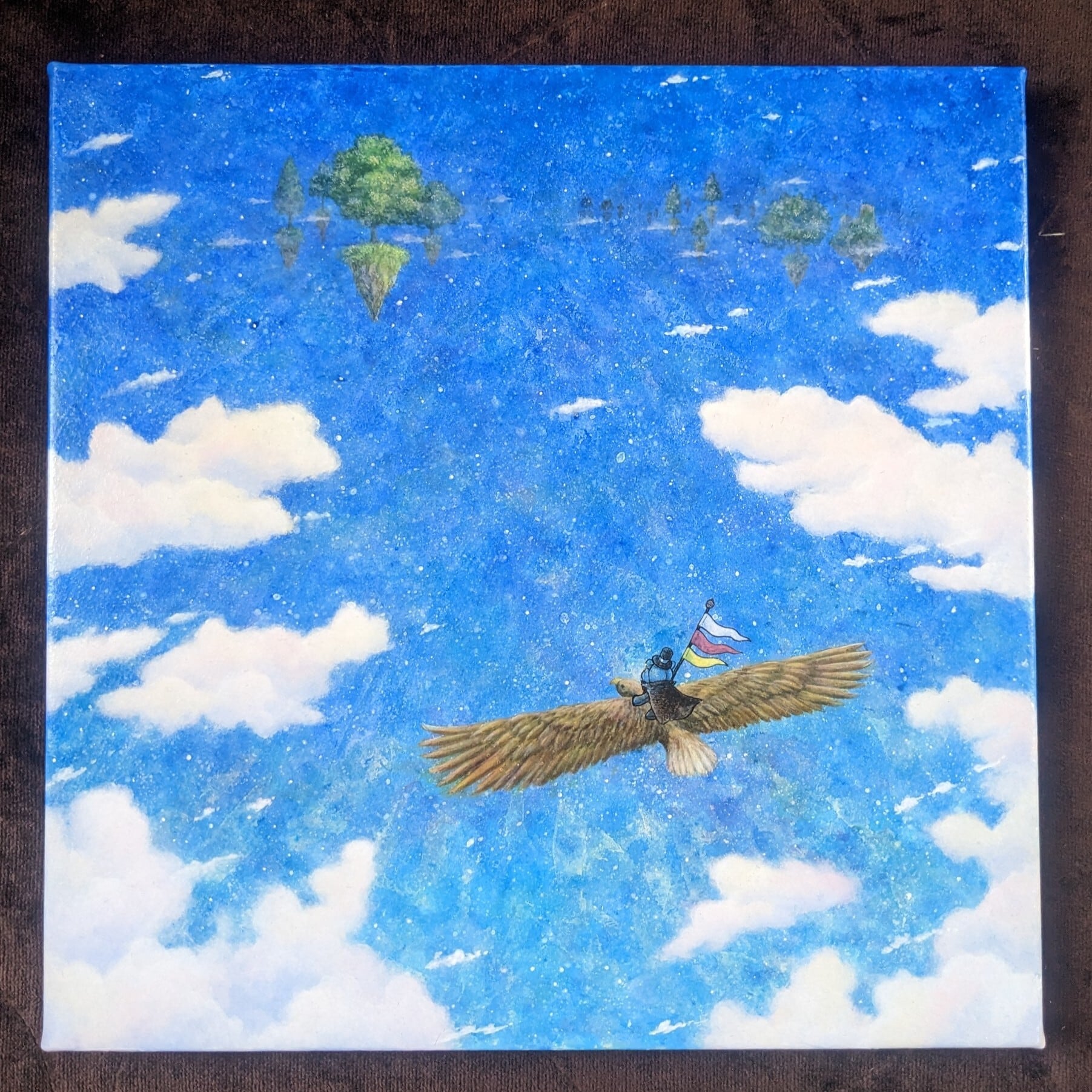 パステル画（原画）鳥雲。