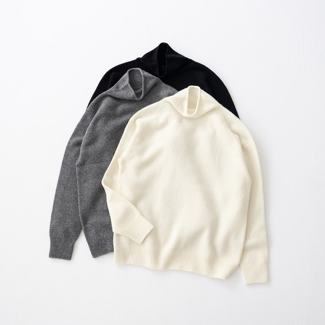 リネン RINEN 2/15ウール天竺編み(ホールガーメント)タートルネック(R17682)全3色