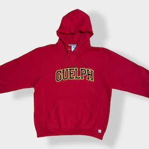 【Russell】カレッジ カナダ ゲルフ大学 University of Guelph 刺繍ロゴ パーカー スウェット フーディー hoodie L 赤 ラッセル us古着