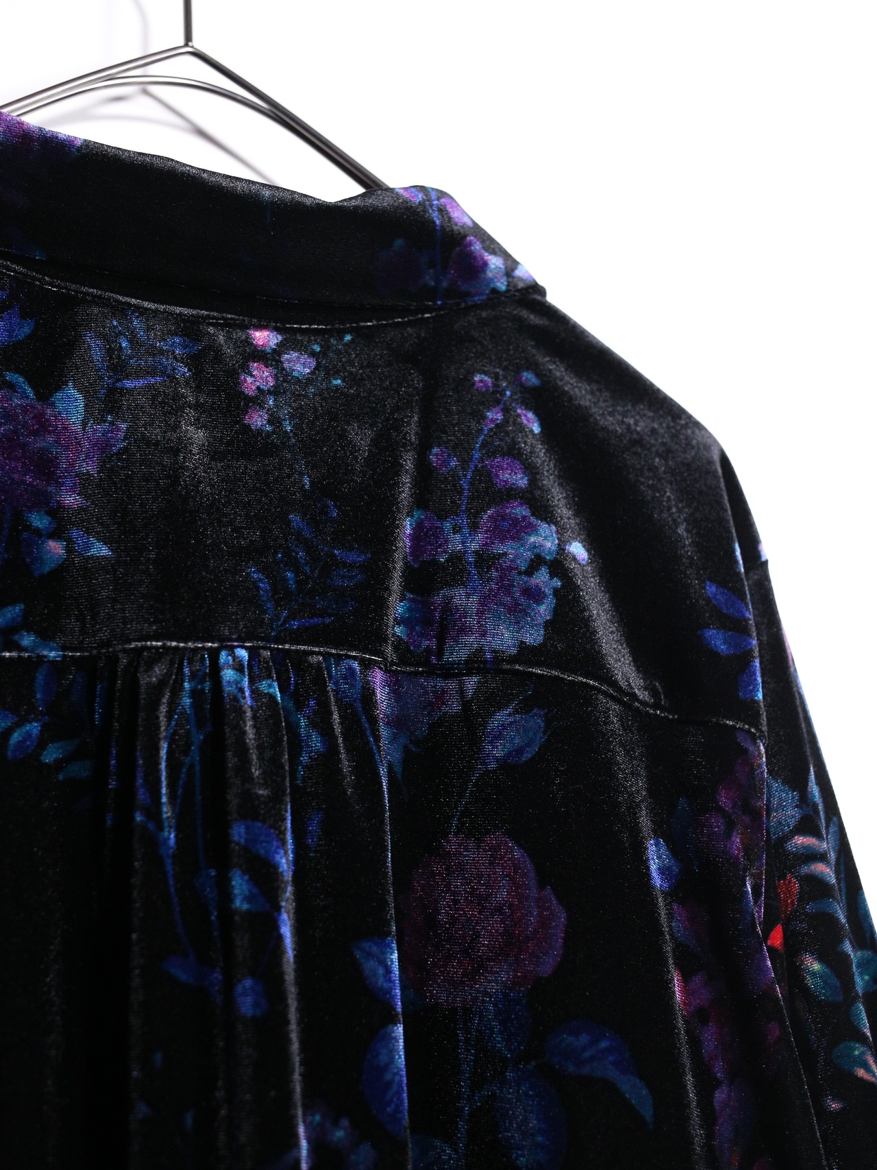 beautiful flower pattern velours shirt - 14