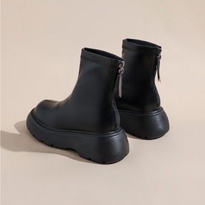 back zip leather ankle boots　J00250