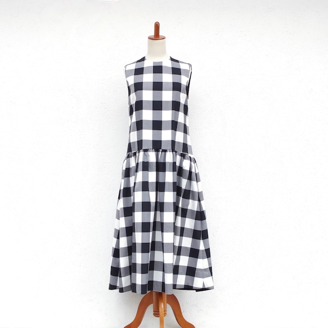 Pale Jute  Block check no-sleeve one-piece  short  再入荷