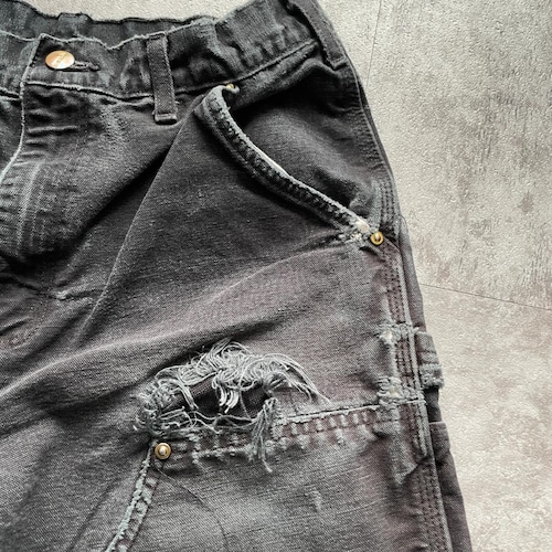 00s USA製 ブラック ダブルニー Carhartt B01 BLK w30 詳細写真14
