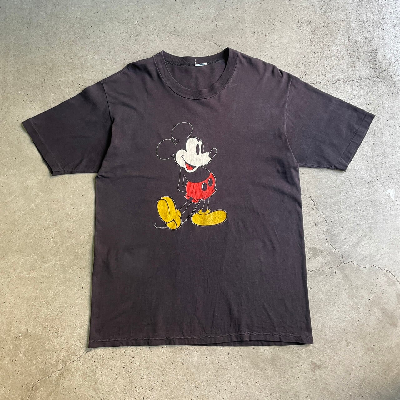 80年代 Disney ディズニー ミッキーマウス キャラクタープリントTシャツ メンズL相当 古着 80s ヴィンテージ ビンテージ MICKEY  袖シングルステッチ フェードブラック 墨黒【Tシャツ】【FSS2308-30】 | cave 古着屋【公式】古着通販サイト powered by