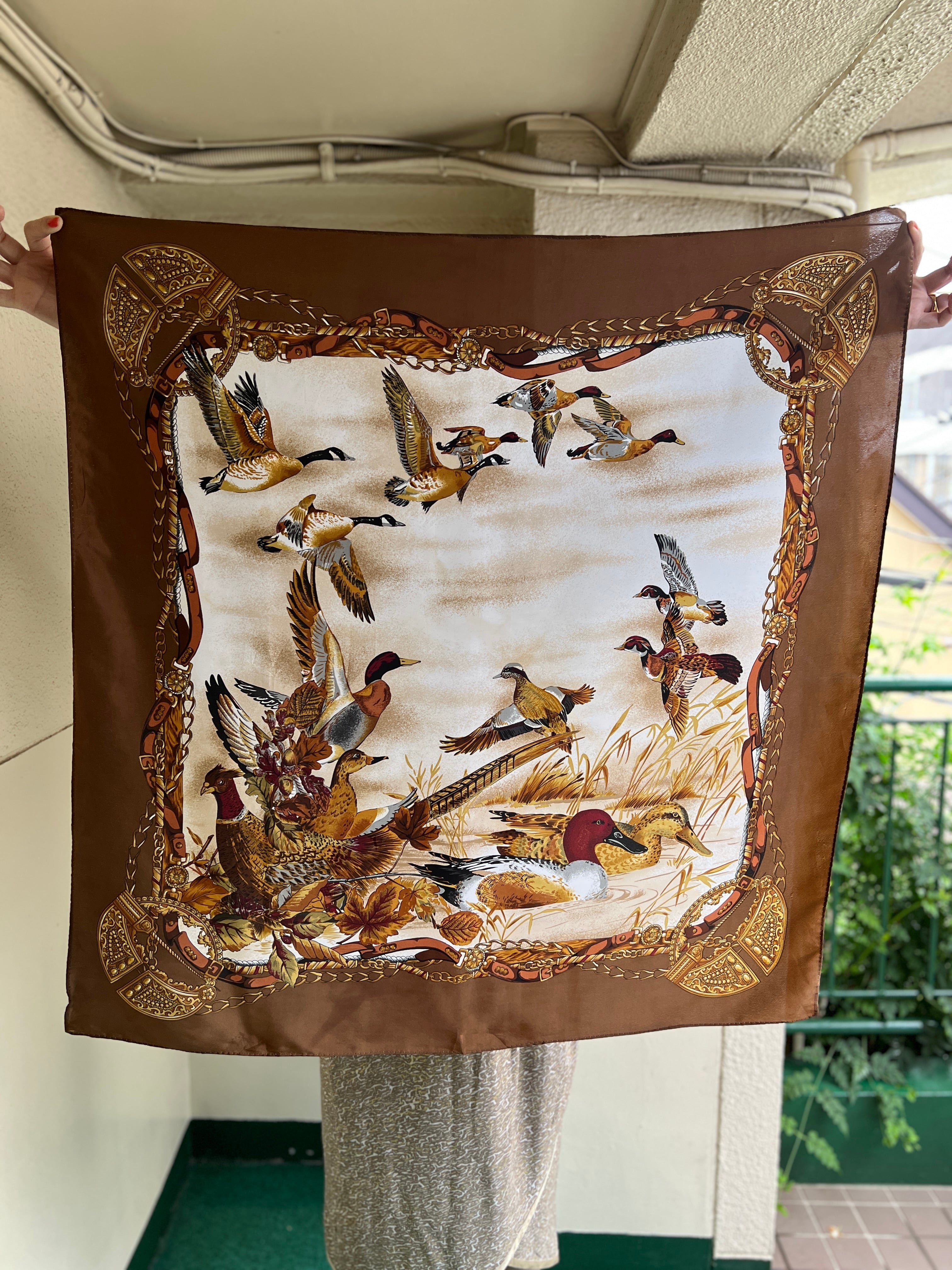 Vintage marron brown × カモ bird chain belt poly scarf