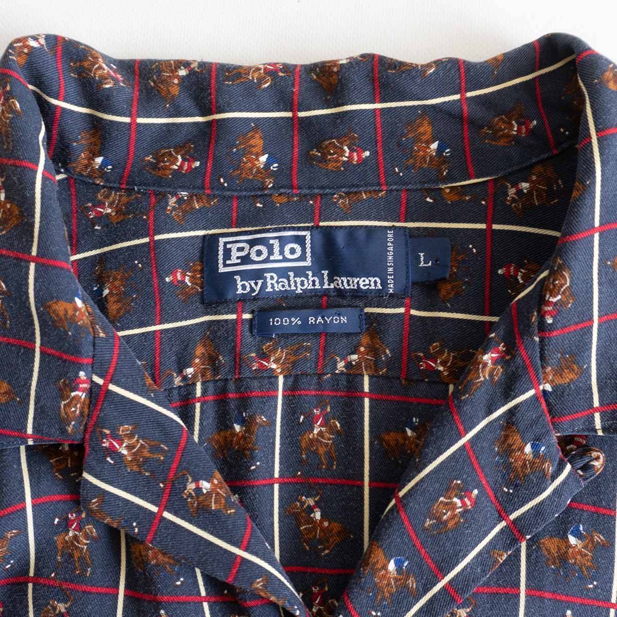 希少Ralph Lauren ポロ スポーツ　レーヨン　オープンカラー サイズＭ 774f2e9d9306bb214cf2f5c6e79367