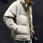 Full-zip short down jacket with logo ◇2color H0938