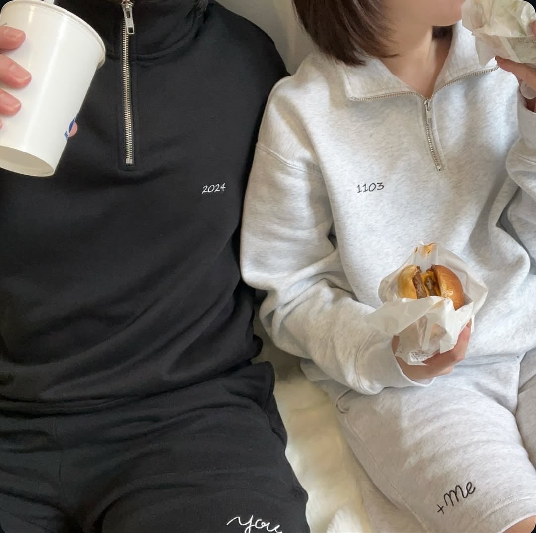 ふたりの大切な記念日orお名前 ハーフジップスウェット | us_samecloth