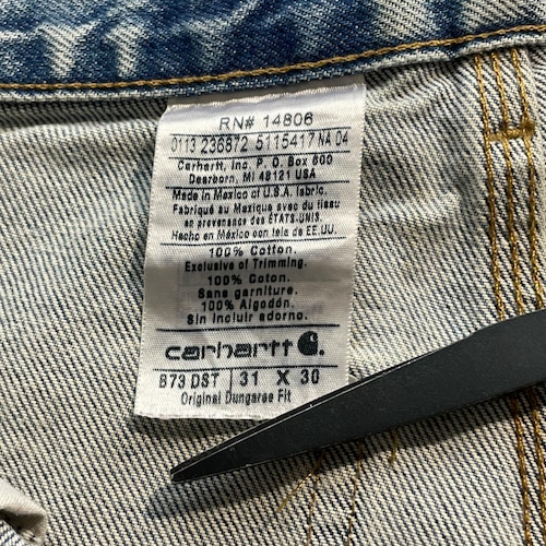 USA生地製 デニム ダブルニー Carhartt B73 DST 31×30 詳細写真10