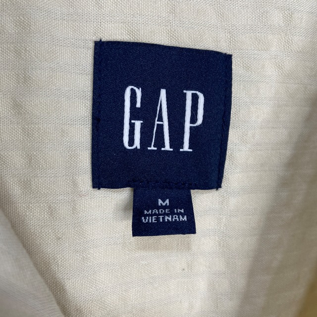 デッドストック　GAP ギャップ　シアサッカー地オープンカラーシャツ　M ベージュ