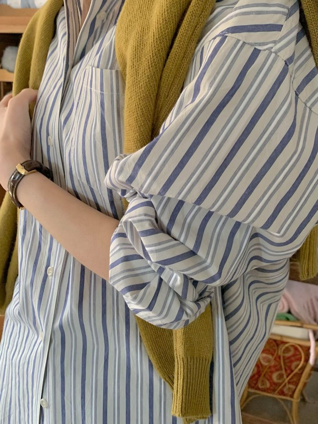 (予約) signature / ID stripe shirt 2color